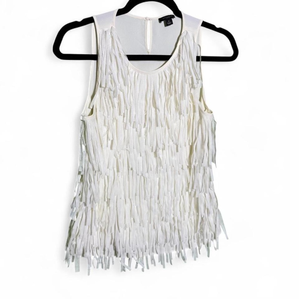 Ann Taylor size 6 white fringe tank top